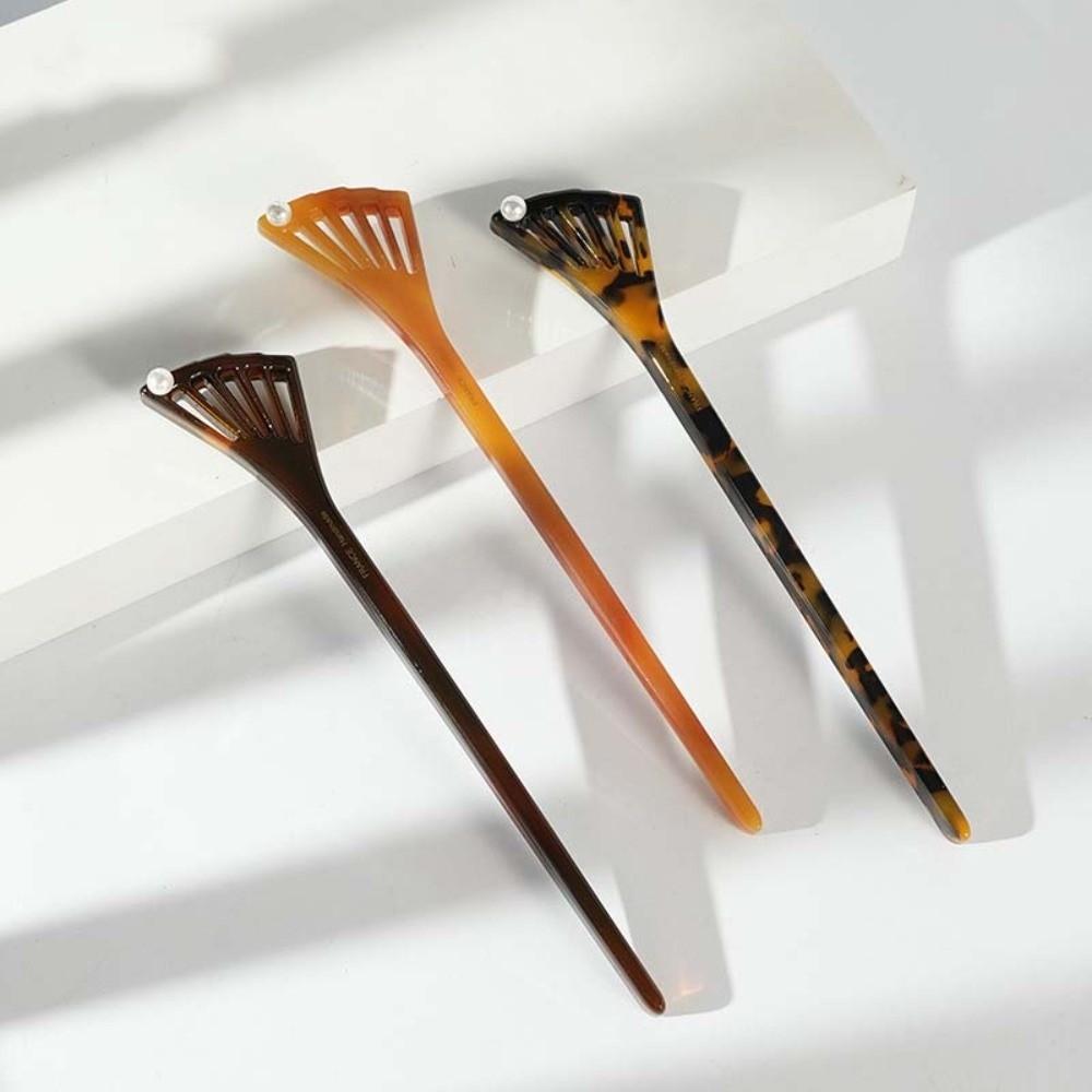 Modern Hanfu Style Acetate Hair Forks Headwear Fan-Shaped Hair Pin Acetic Acid Hair Stick  Girls