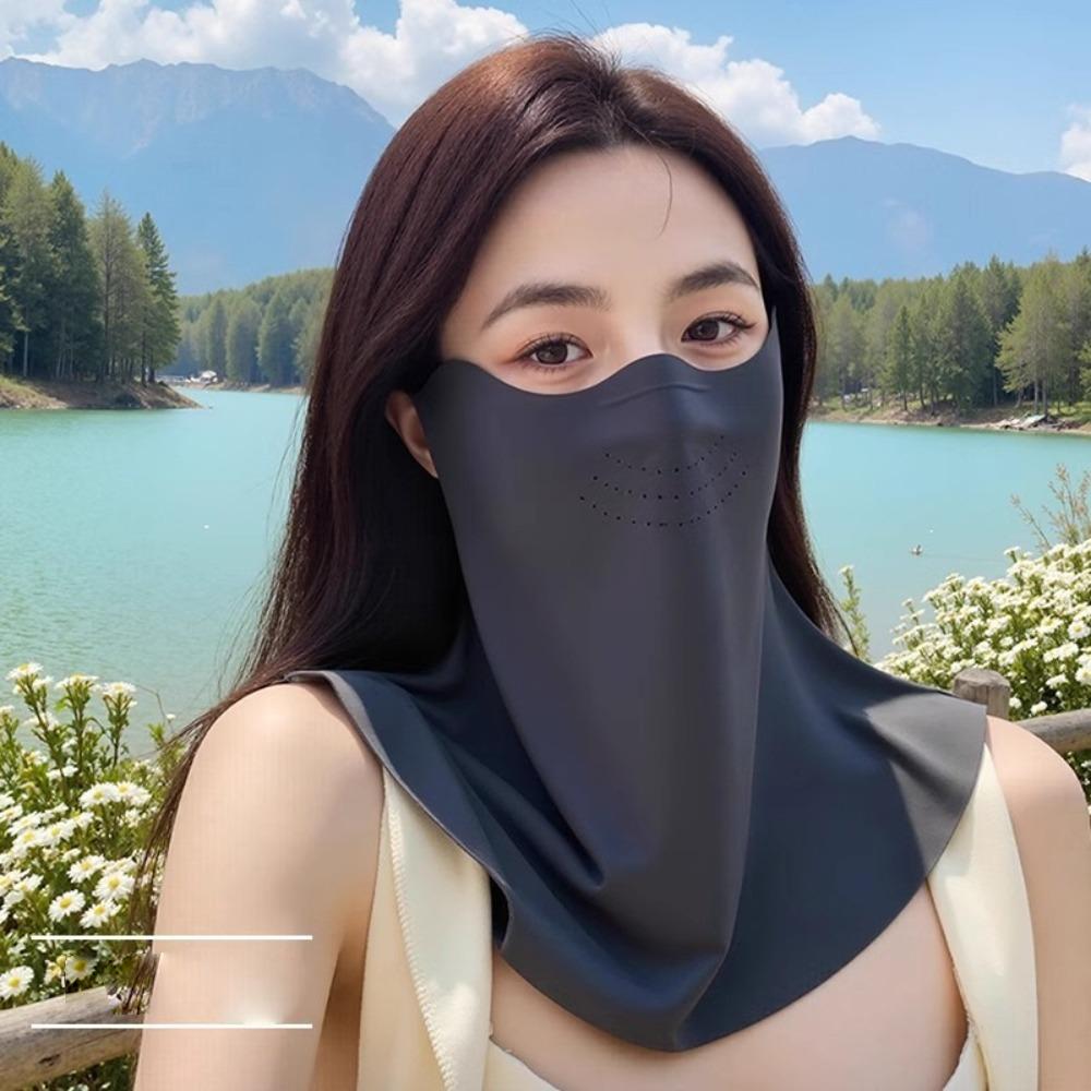 Detachable Face Mask Breathable Facial Gini New Ice Silk Sunscreen Mask  Summer