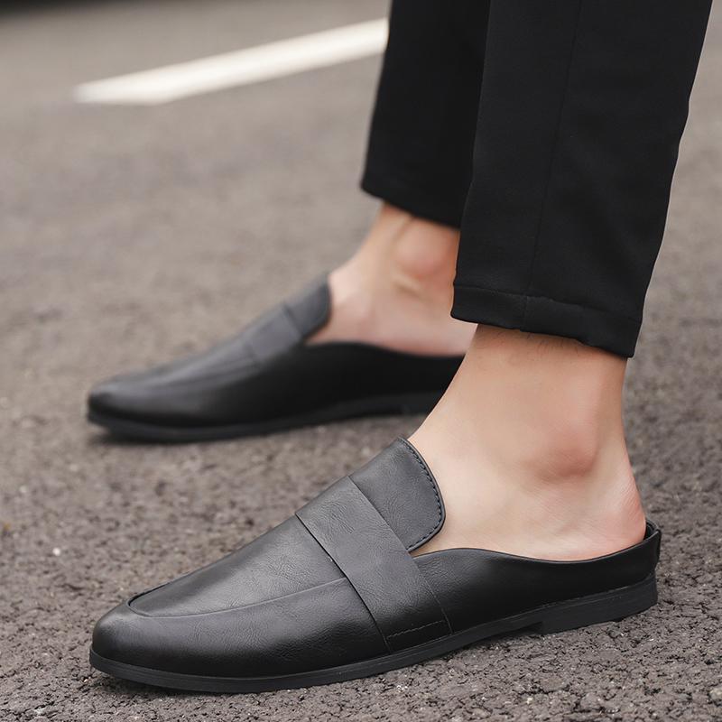 Sommer Leder Herren Halbschuhe Hausschuhe Loafer Slides Atmungsaktive Mules für Mann Outdoor Leichte Freizeit Halbschuhe 2026