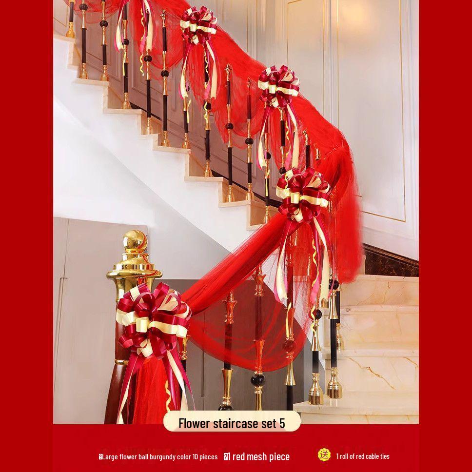 Bridal Stair Railing Decoration Set with Balloons & Flowers