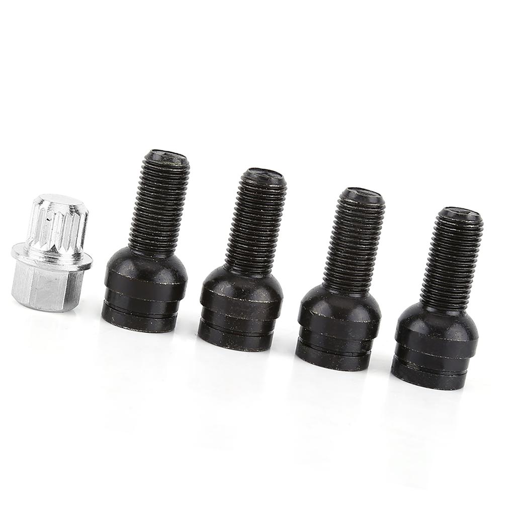 4+1 M14*1.5MM Black Steel Wheel Bolt & Lock Lug Nut Set With Key