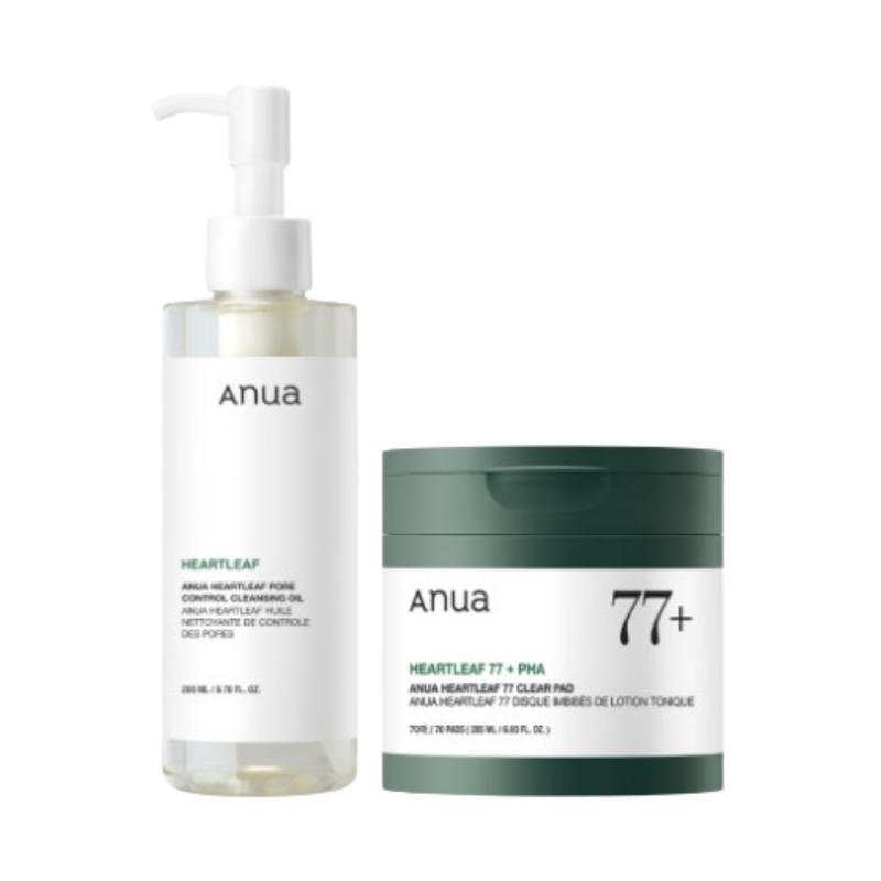 Anua Herzblatt Porenkontrolle Reinigungsöl 200ml + 77 Clear Pad 70 Stück