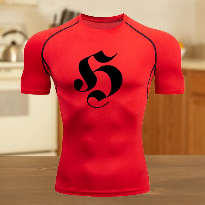 

Men Compression Shirt for Workout Quick Dry Wish Top Breathable Sweat Absorbing Suit Tight Fit Fitness T-Shirt Sweat-Resistant XXXL