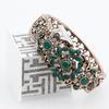 Sunspicems Chic Turkish Bangle Cuff Bracelet for Women Antique Gold Color Rhinestone Flower Bracelet Arab Bride Wedding Jewelry