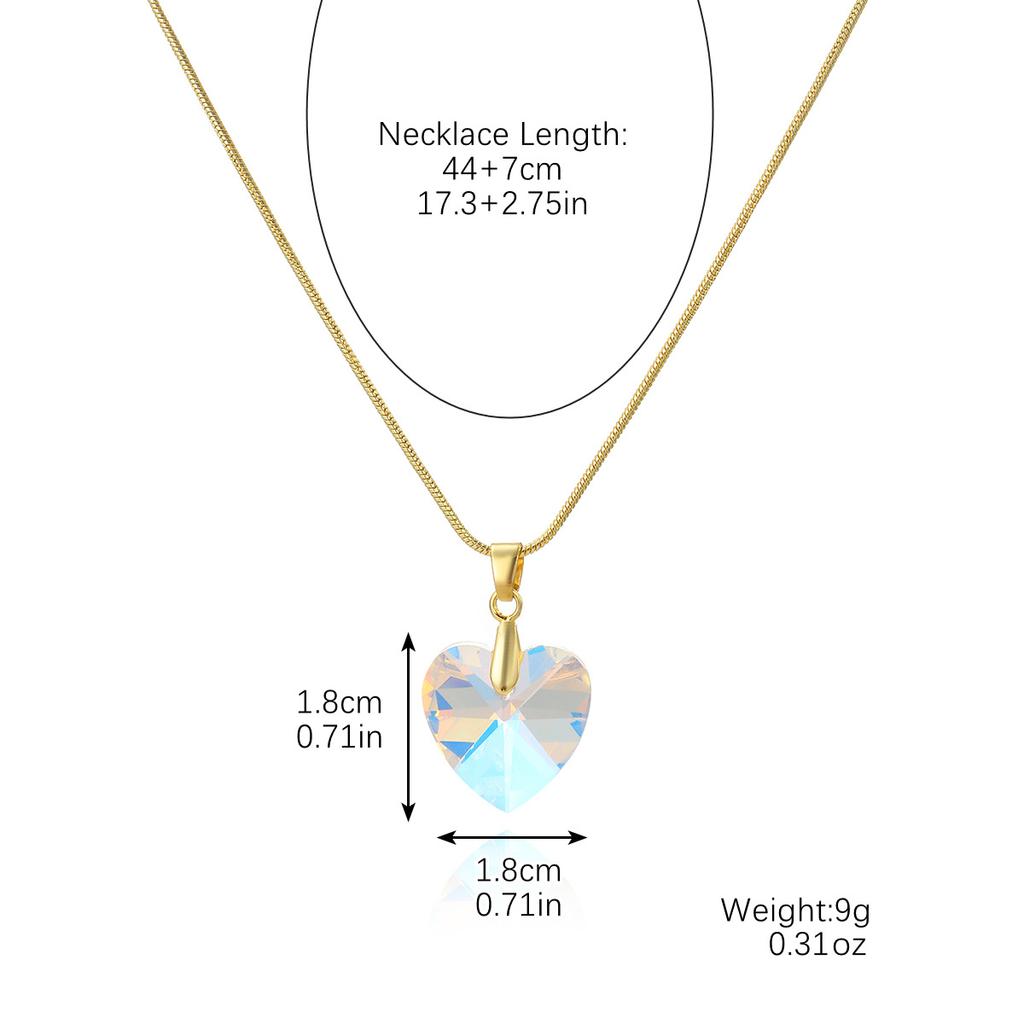 Necklace for Women Love Crystal Pendant Collarbone Chain Women Heart of The Sea Crystal Pendant Necklace Earrings Set Elegant Necklace