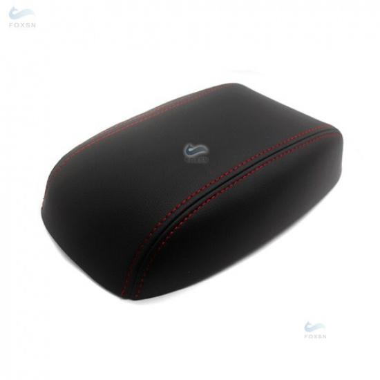 LHD/RHD Center Armrest Lid Box Black Leather+Red Cover For 2016-2018 Toyota RAV4