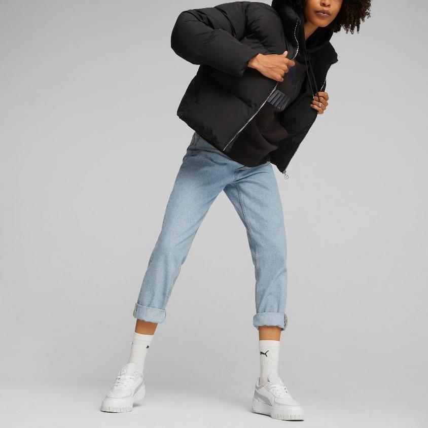 Puma Classics Oversized Puffer Jacket SS23 Solid Color Letter Print Zipper Stand Collar Long Sleeve Down Jacket Women Jacket Black 621693-01
