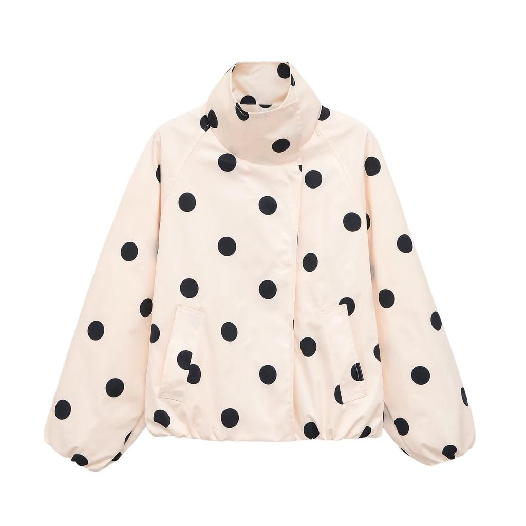 European and American style, new women's clothing, fashionable casual polka dot flight jacket 8372/236