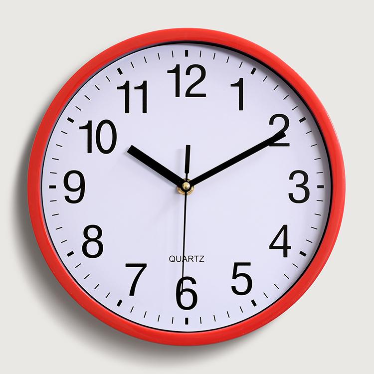 10 Inch Nordic Modern Clock Plastic Decoration Quartz Silent Movement Wall Clock for Living Room (Red,10 inch(25.40cm))
