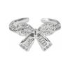 Zarter französischer Spitzenschleifen-Diamant-Zir*****Stiftring Damen Nische Premium Leichter Luxus Zeigefingerring