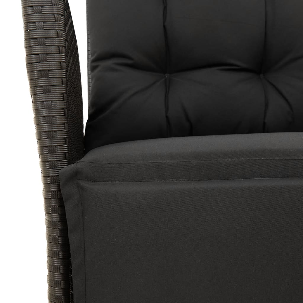 Vidaxl 7-Cz. Garden Furniture Set With Cushions, Black, Poly Rattan