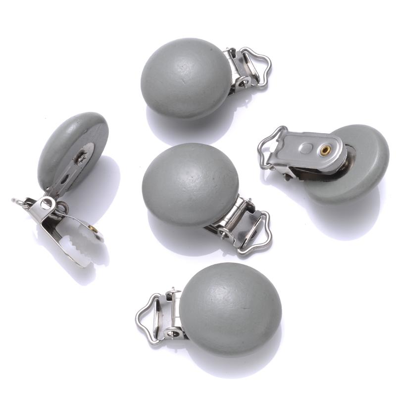 10Pcs Baby Pacifier clips 30mm Round Wooden Dummy Nipple Holder Clip for DIY Nursing Pacifier Chain Teething Toy Accessories