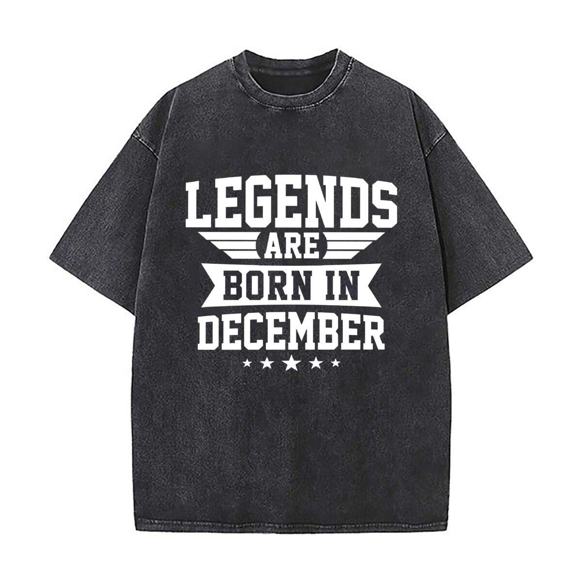 

Legends Are Born in December Art Text G Cotton Retro Tshirt Men Women Vintage Shortsleeve T Shirts S