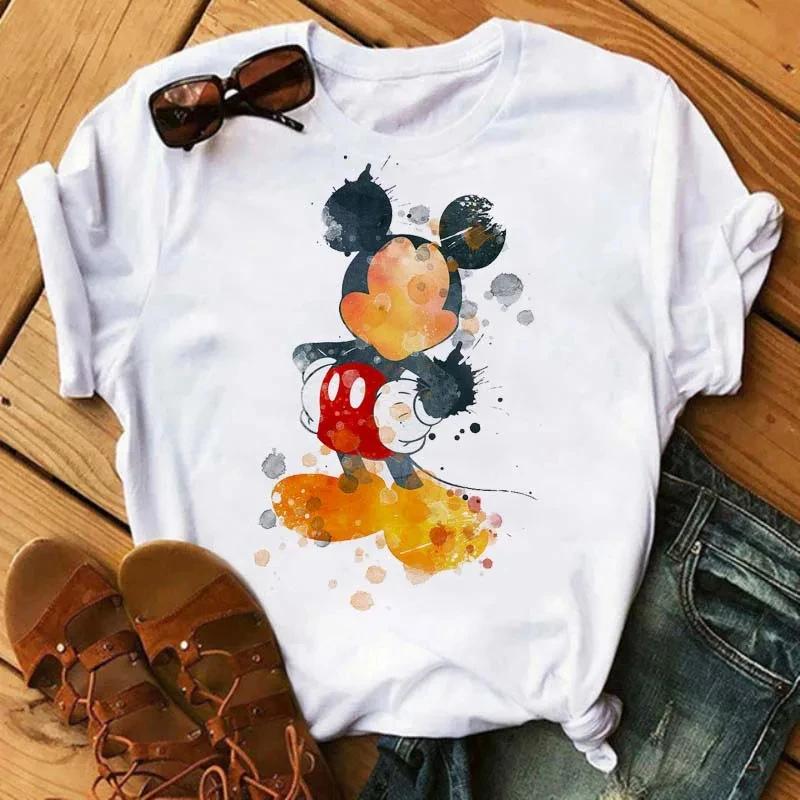 Disney Cartoon Mickey Mouse Print T-Shirt Women Tops Graphic Hippie Cotton Tees Funny Harajuku T-shirt Fashion Female Tshirt