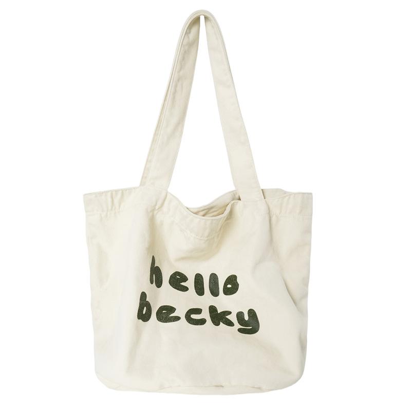 Canvas Shoulder Bag Large Capacity Letter Tote Bag Commuter Shopping Bag Women's Bag