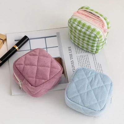 Portable Small Soft Cosmetic Bag for Women Girl  Travel Change Sanitary Napkin Storage Bag Carrying Mini Lipstick Bags