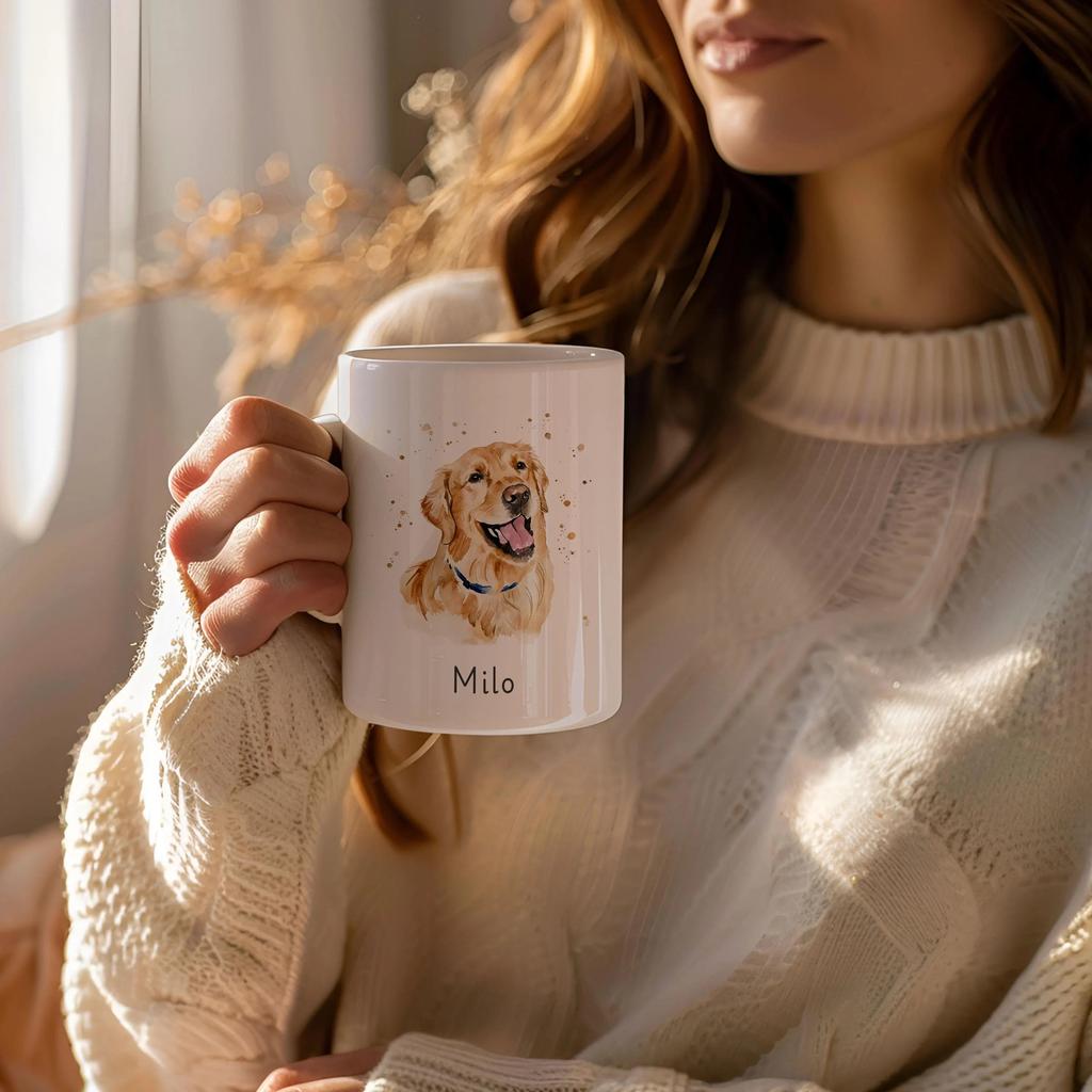 11oz Mug Personalized Pet Photo Mug Custom Dog Cat Image Cup Unique Animal Portrait Drinkware for Daily Use Office Home Kitchen