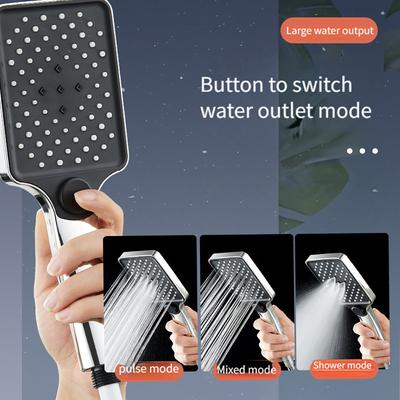 Duschkopf mit erhöhtem Wasserdruck, Duschkopf mit 3 einstellbaren Strahlarten, quadratischer Haushalts-Dusch- und Wassererhitzer, Duschkopf mit universeller Vierpunkt-Schnittstelle