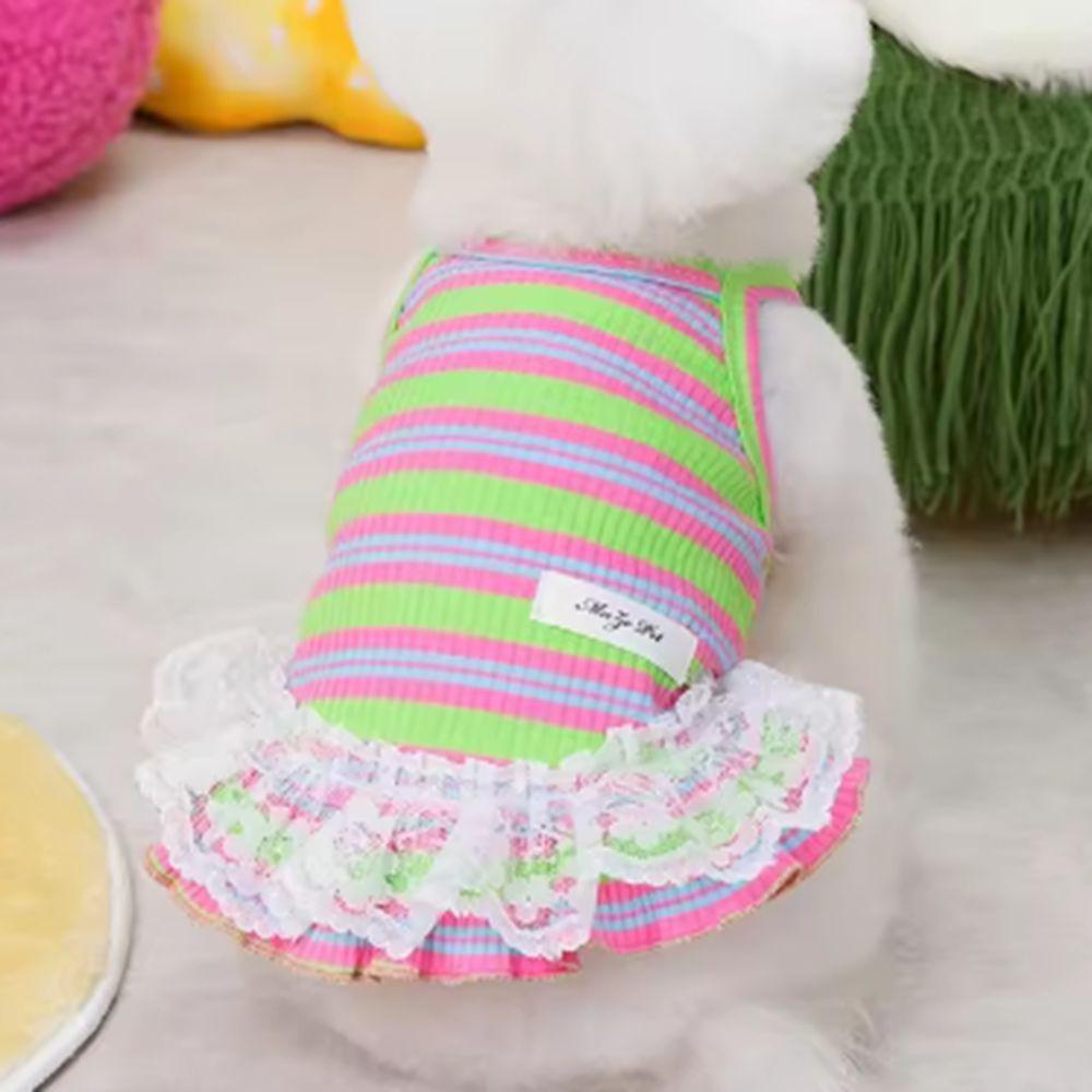 Cute Stripped Dog Dress Soft Pet Princess Dress Fashion Dog Suspender Skirt  Pet Clothes