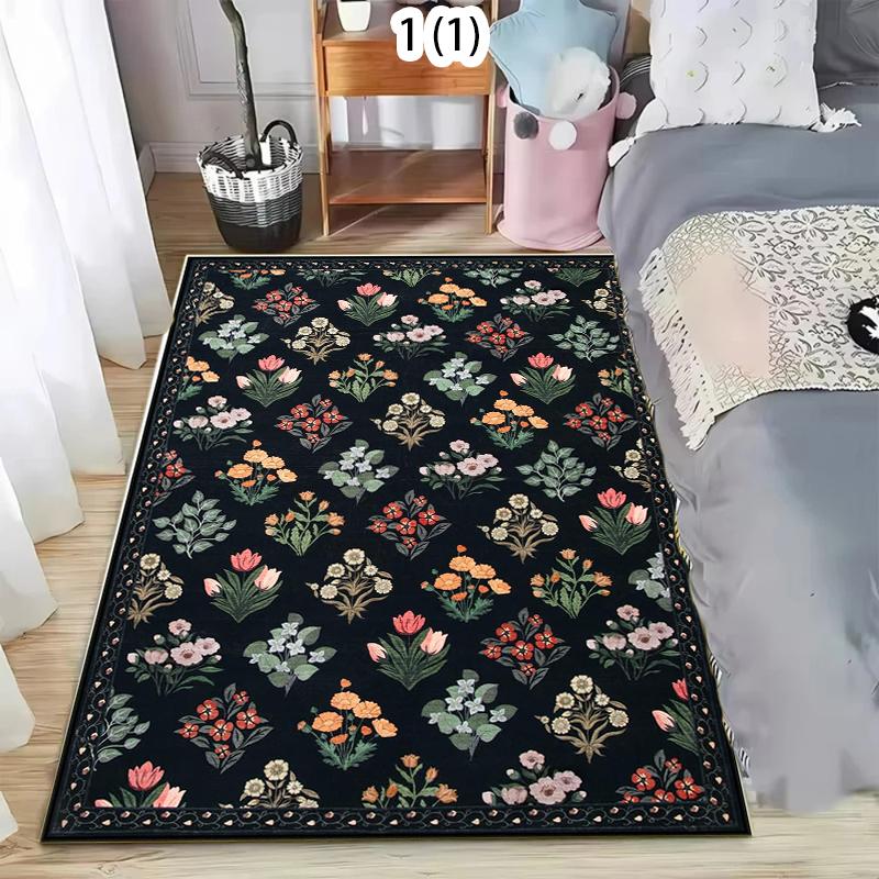 

Bohemian Vintage Floral Rug Soft Non-Slip Stain-resistant Area Carpet for Living Room Bedroom Boho Retro Nordic Decor Floor Mat 40x60CM