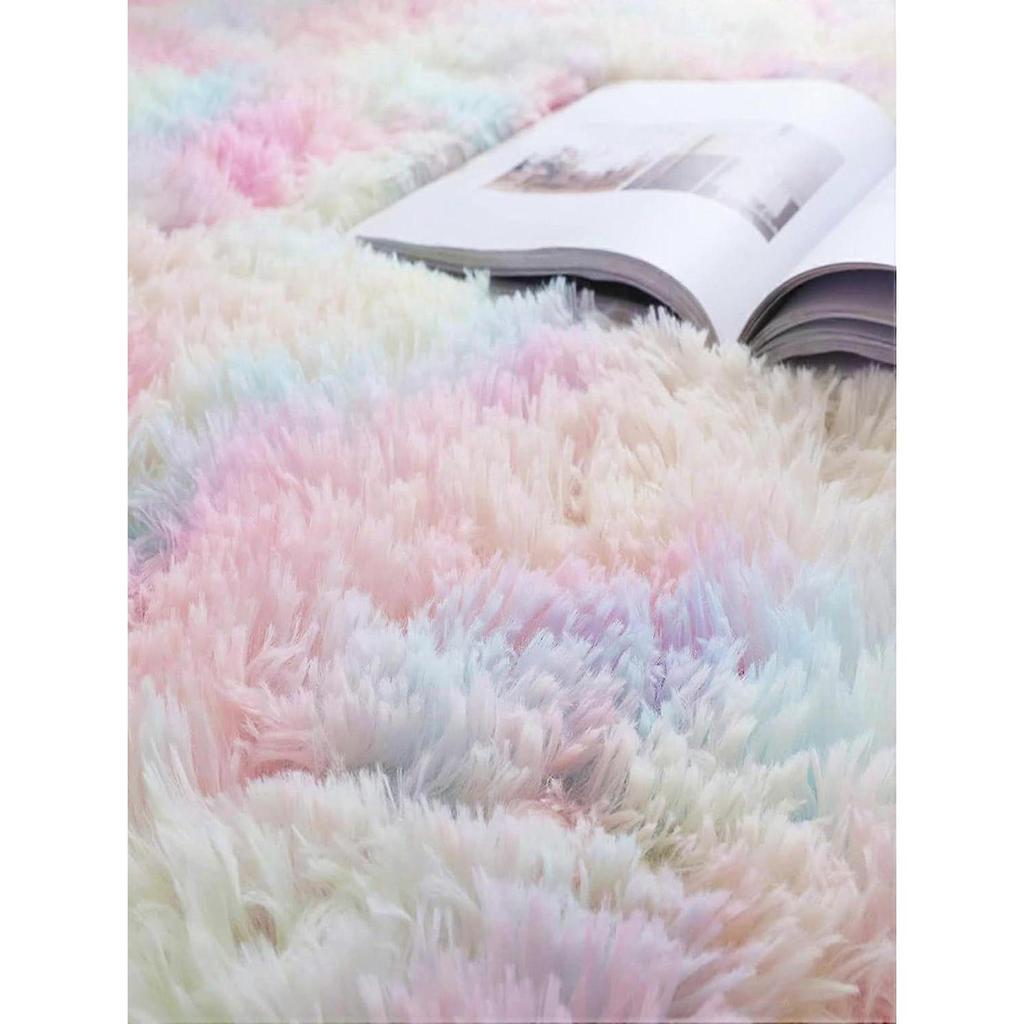 Tie Dye Fuzzy Rugs Anti Slip Floor Mat Soft Round Carpet Floor Rug for Bathroom