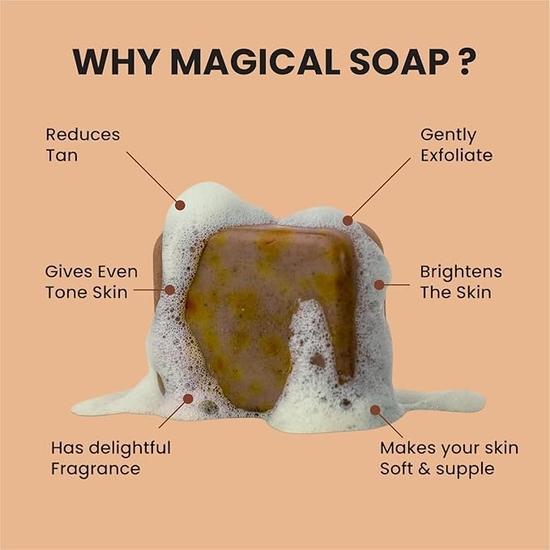 Ghar Ka Soap Sandalwood & Saffron Magic Soaps For Bath (300 Gms Pack Of 3) | Paraben Free | Skin Brightening Soap For Men & Women