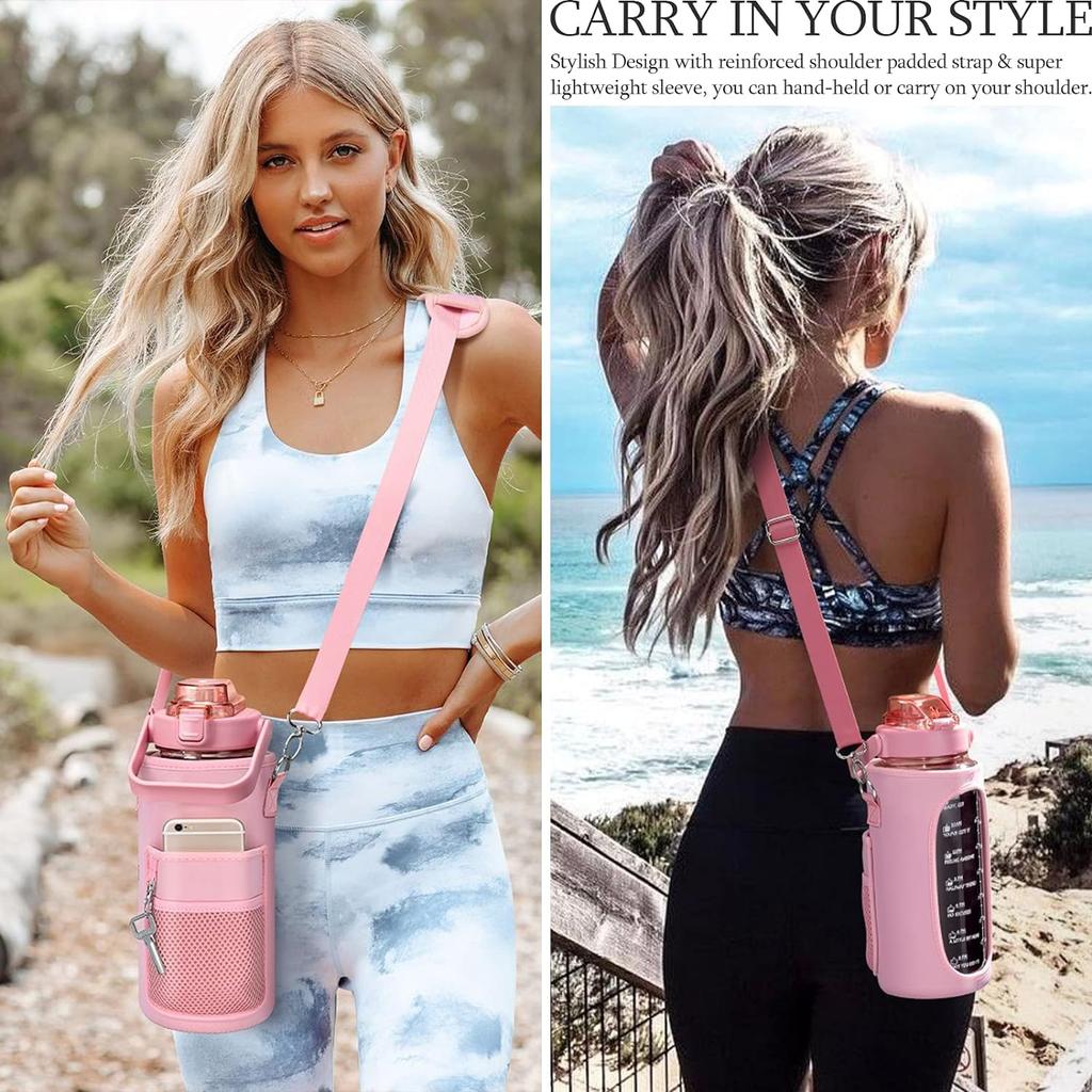 64oz/Half Gallon Water Bottle Carrier Bag Holder with Adjustable Shoulder Strap 2 Pocket Sling Neoprene Sleeve, CSports, Outdoor