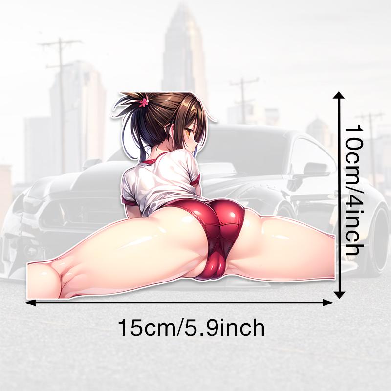 Anime Girl Car Sticker Personality Shy Woman Cartoon PVC Decal Skateboard Campervan Car Shape
