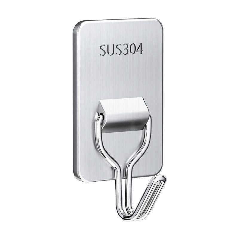 Seamless Adhesive Stainless Steel Hooks - No-Drill Wall Mount for Bathroom, Kitchen, Door, or Dorm Use