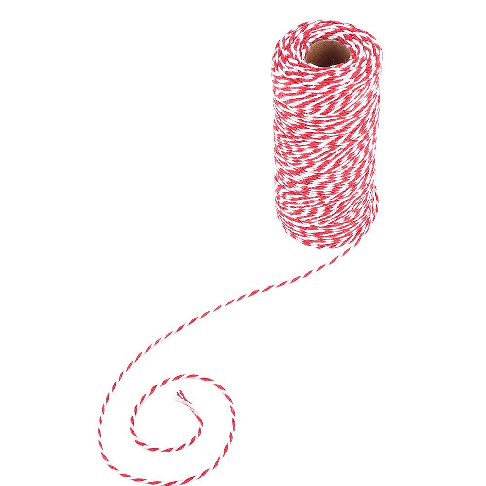 100m Handmade Double Color Cotton Thread Twine String Decoration(red White)