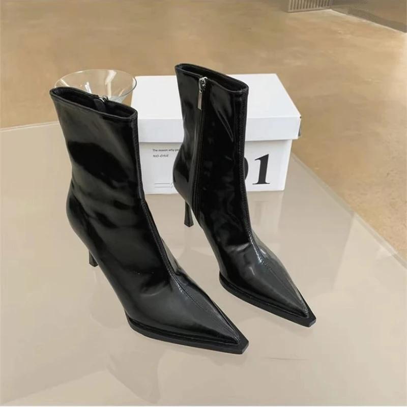Ladies Shoes  Plus Size Ankle Women's Boots Elegant Modern Boots Women Pointed Toe Thin Heels Side Zip Fashion Shoes Women