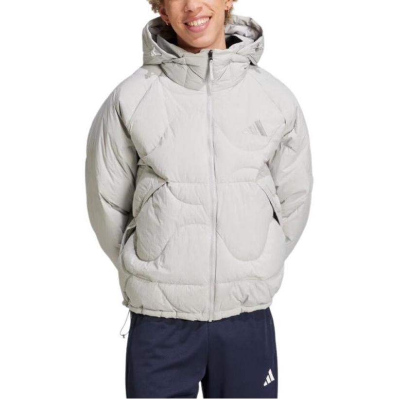 Adidas Jachetă de puf sport cu glugă caldă și confortabilă Jachete unisex Gri deschis JG5928