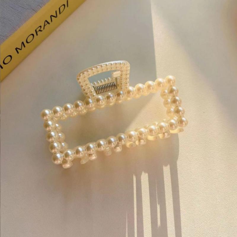 Retro Gradient Beaded Hair Claw Women s Geometric Plastic Hairpin Clip Fashion Everything Hair Clip Hair Accessories