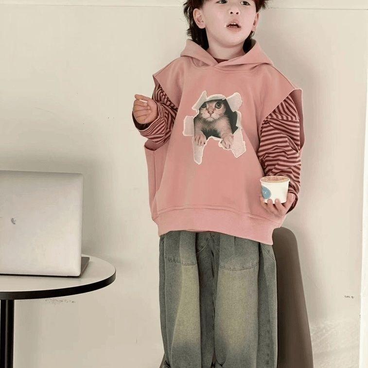 

Комплекты из осенней коллекции для мальчиков, детская модная футболка в корейском стиле, худи, модные джинсы, набор из трех предметов 120