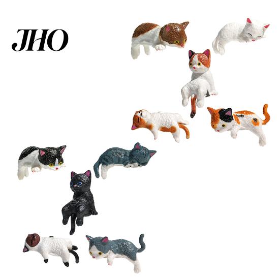 Mini Cat Figurine Miniature Cute Cartoon Kittens Ornament for Kitty Desktop Set Computer Monitor Car Dashboard Home Office Desk Decor Lover