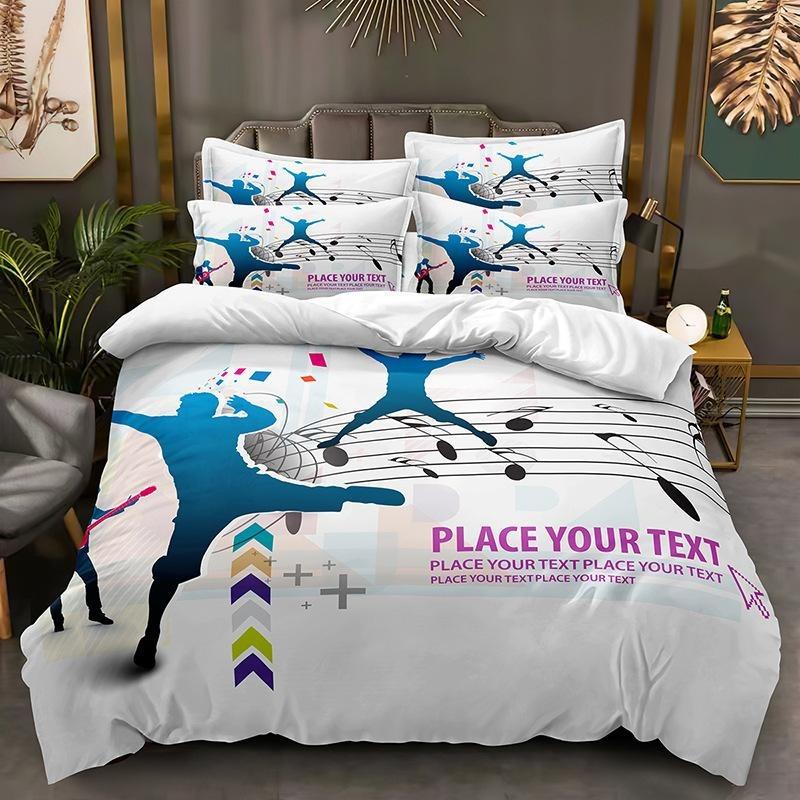 Music Bedding Set 3D Note Down Duvet Cover 2/3 Pieces Single Bed Double Bed Duvet Cover Girl Teens Music Enthusiast Room Bed Cover Birthday Gift