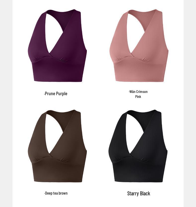 Spring Women's V-neck Sports Bra & Halterneck Yoga Tank Top with Fixed Cups - Supports Underarm Fat