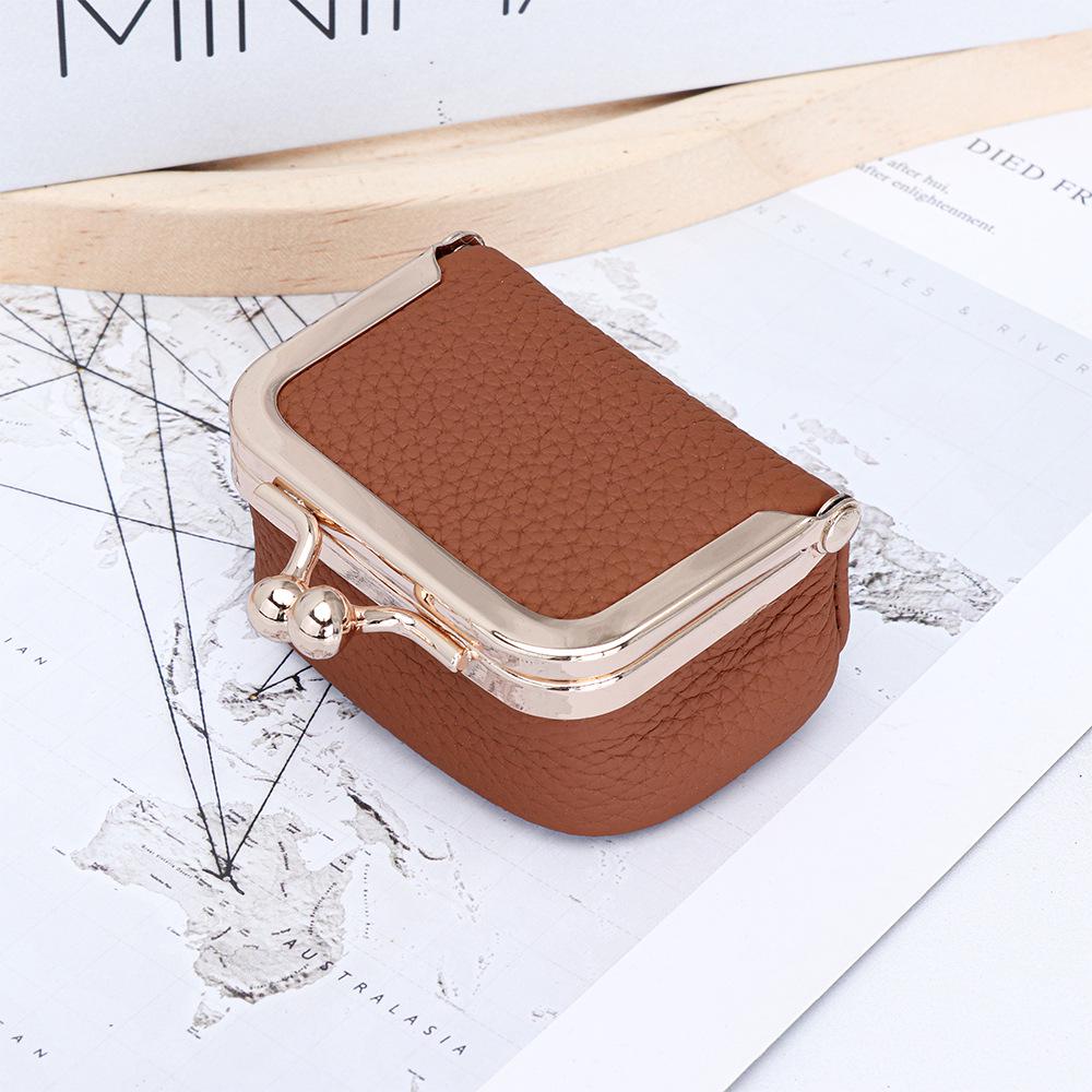 Mini Genuine Leather Kiss-Lock Jewelry Bag - Cowhide Earring, Necklace, and Ring Accessory Box for Women