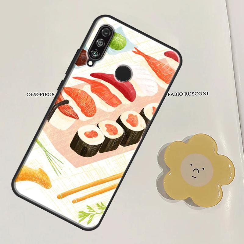 Kawaii Sushi Pattern For Huawei Nova Y60 Y70 Y90 Y61 Y91 3i 7i 8i 11i Nova 11 9 10 SE P20 P40 Lite P30 Pro Case