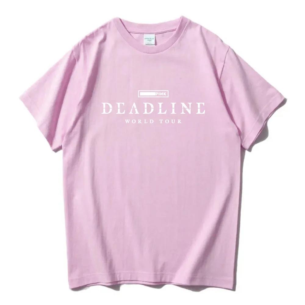 

Футболка BLACK and PINK WORLD TOUR DEADLINE, летняя футболка с коротким рукавом, мужская футболка унисекс, уличная одежда, модная футболка корейской группы, женская футболка S