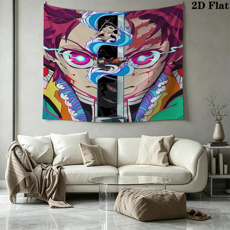 Demon Slayer Kimetsu No Yaiba Wall Tapestry Aesthetic Wall Hanging Printed Fabric Blanket Decorative Tapestries for Bedroom Living Room Home Decor