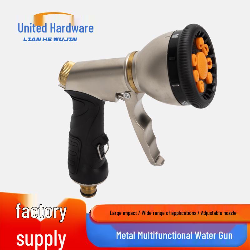 

All-Metal High-Pressure Shower Head & Car Wash Brush with 9 Watering Functions