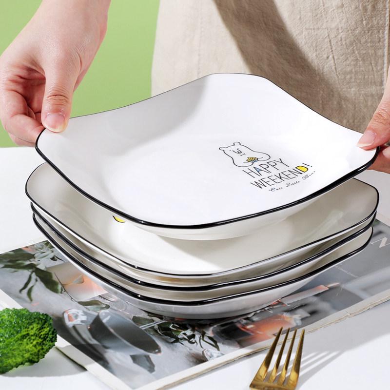 Microwaveable Creative Cartoon Ceramic Plate Set for Breakfast & Fruits