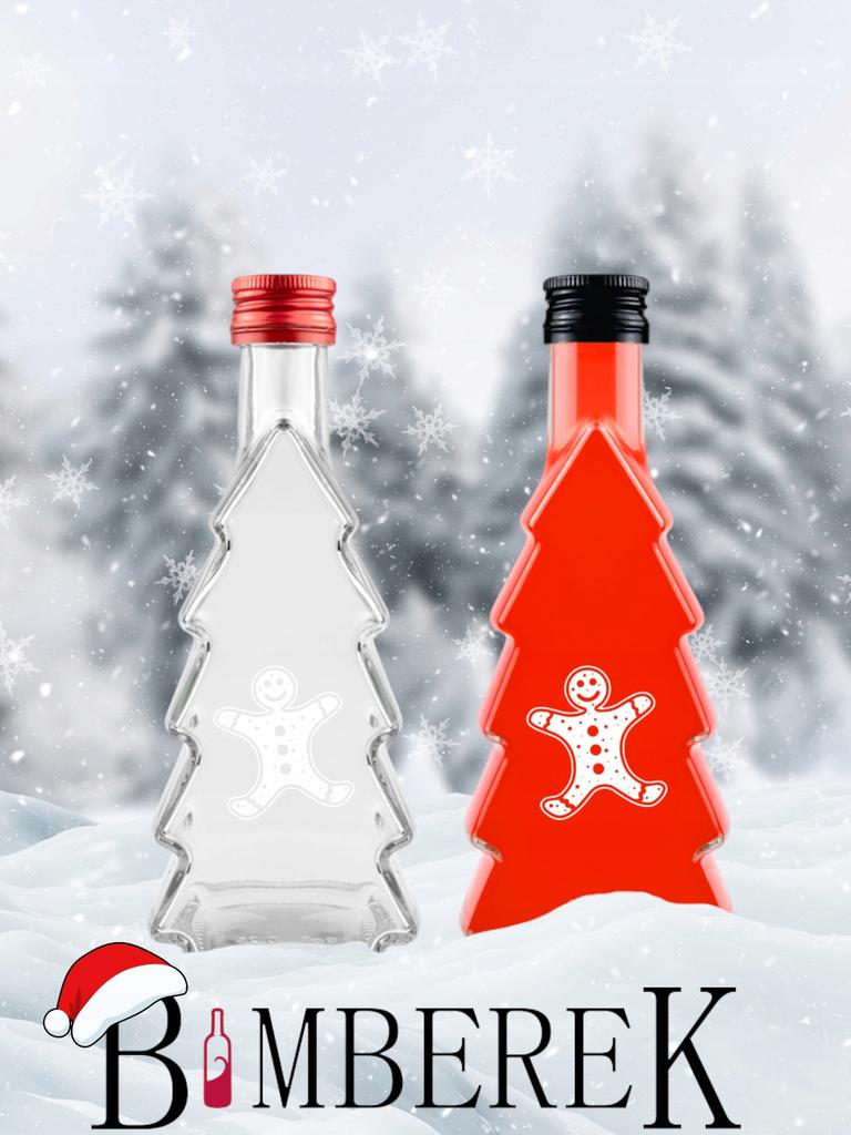 5x CHRISTMAS TREE 250ml Bottles WITH PRINT Liqueur, Tincture, Juice CHRISTMAS BOTTLES