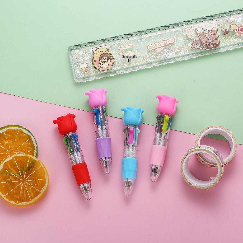 Korean Cute Animal Head 4-Color Click Ballpoint Pen