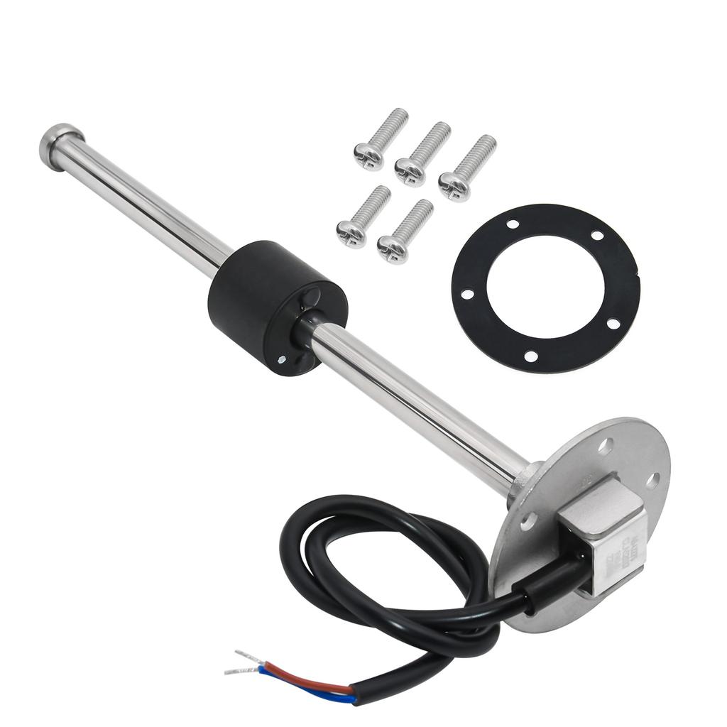 Waterproof IP67 52mm Fuel Level Gauge+Oil Level Sensor 200mm 0-190OHM Red LED Oil Tank Meter with Alarm Car RV Camper 12V24V