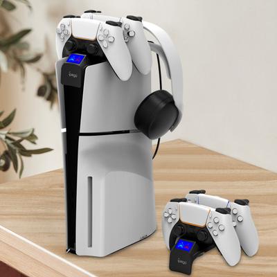 Carregador Duplo de Controle Para PS5 Slim Estação de Carregamento com Luz LED Dock de Carregamento Rápido Tipo-C USB Para Playstation 5 Dualsense