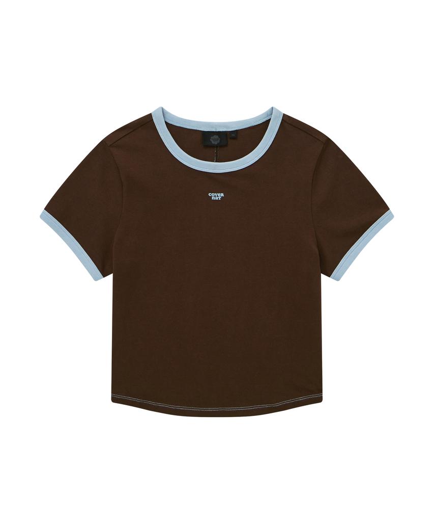 COVERNAT WOMAN Baby Fit Ringer T-Shirt Brown