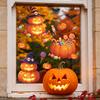 Halloween-themed Decorations: Carved Pumpkins, Candies, Black Cats, Window Beautification, Window Stickers