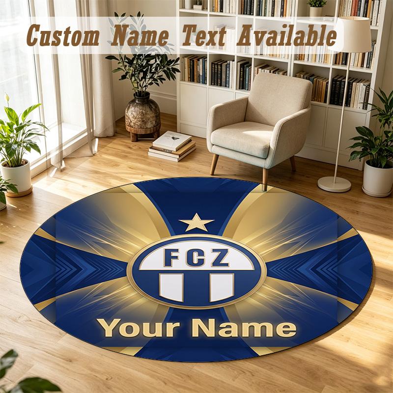 Round Rug Custom NameFC Zürich Pattern Non Slip Carpet Home Floor Decor